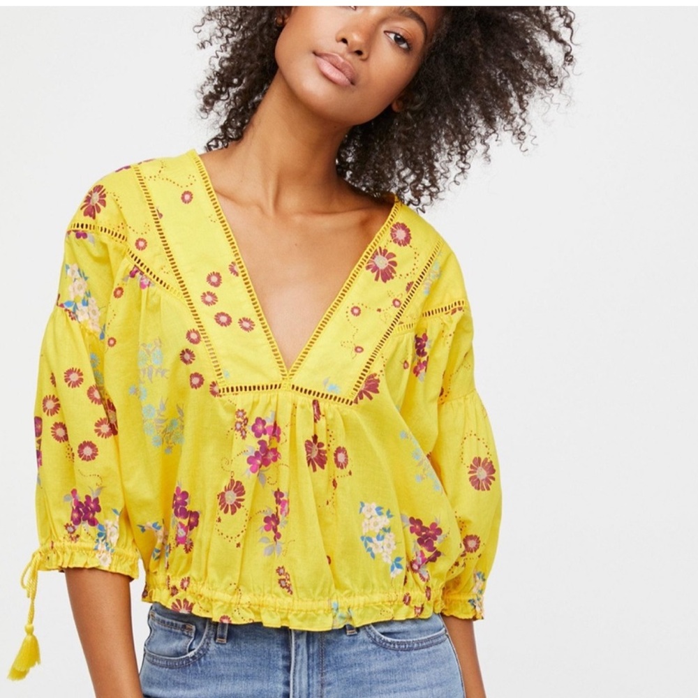 Free Poeple floral tunic shirt Sz XS women’s top